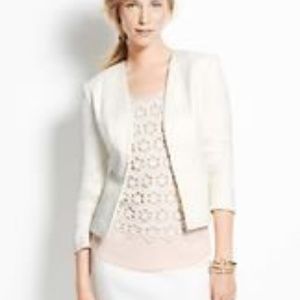 Ann Taylor White/Cream Textured blazer Size 2